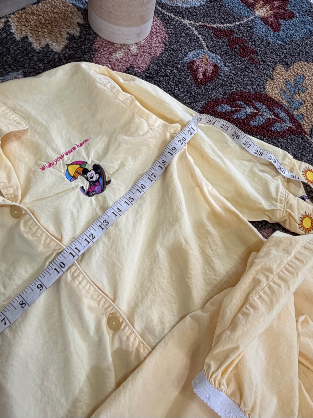 VTG 90s Disney World Mickey Mouse Embroidered Pajamas Set Women Small Cotton - Picture 15 of 16
